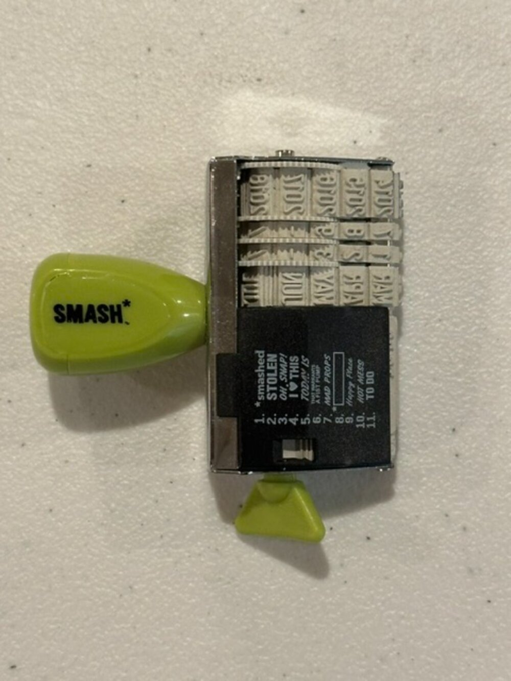 K & Company SMASH Date Stamp Adjustable Dates & 11 Sayings